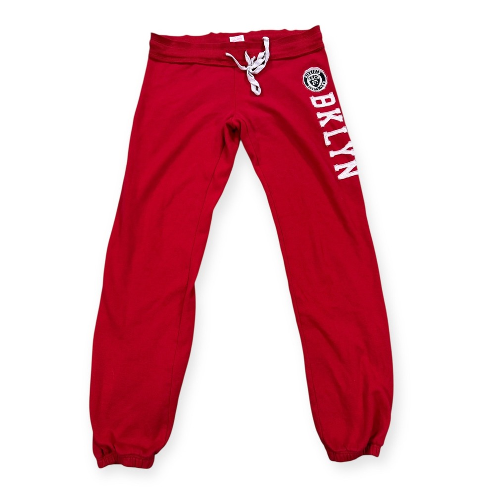Vintage Ardene Brooklyn Sweatpants Women's Small Red Fleece Drawstring Y2K